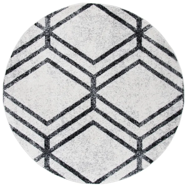 Safavieh Adirondack Rug Collection ADR253H - Black, Ivory - 6& x 6& Square