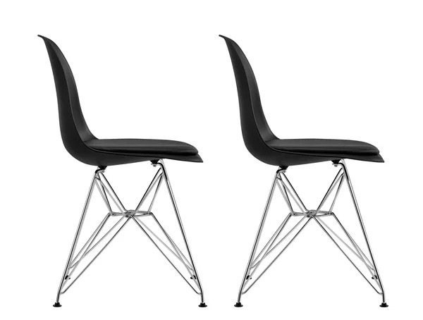 DHP Mid Century Modern Molded Chair with Upholstered SEAT - Set of 2, Black