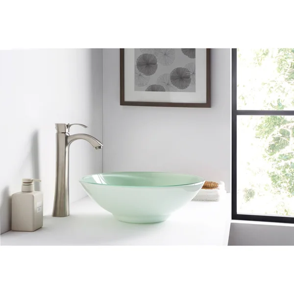 Anzzi LS-AZ083 Sonata Series Deco-Glass Vessel Sink in Lustrous Light Green