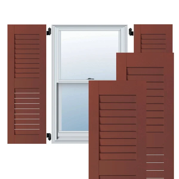 Ekena Millwork 12 in. x 52 in. Exterior Real Wood Western Red Cedar Open Louvered Shutters Pair Country Redwood