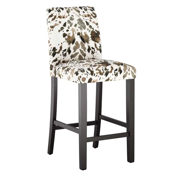 Skyline Furniture Custom Bar Stool with Buttons in Prints Brown