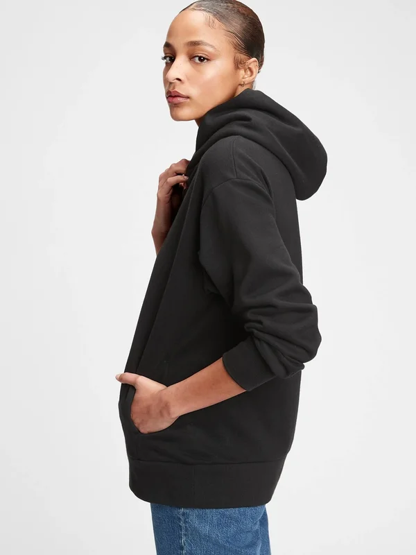 Gap Women's Vintage Soft Oversized Hoodie Washed Black Petite Size Xs