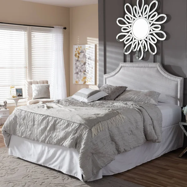 Baxton Studio Avignon Contemporary Upholstered Headboard, Greyish Beige, Full