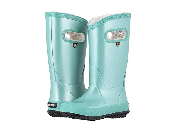 Bogs Kids& Metallic Plush Rainboot - 8 - Turquoise