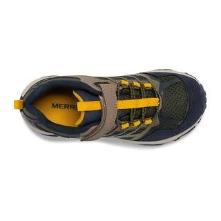 Merrell Kid's Moab FST Low A/C Waterproof Sneaker, Size: 5.5, Navy/Taupe/Olive