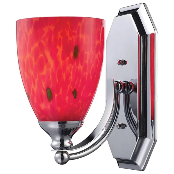 Elk Lighting 570-1C-FR-LED 1 Light Vanity in Polished Chrome and Fire Red Glass
