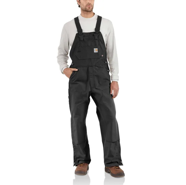 Carhartt Men's Flame Resistant Duck Bib Overall, 101627, Black