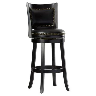 Adelene Swivel Bar & Counter Stool Three Posts Seat Height: Bar Stool (29” Seat Height) - Color: Black