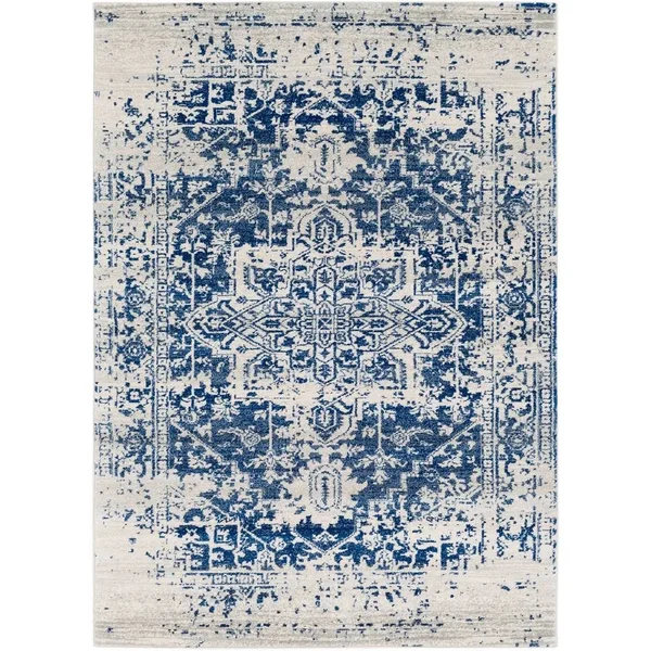 Blue Harput Area Rug Light Gray, Dark Blue, Beige 9&3 x 12&6 by Surya