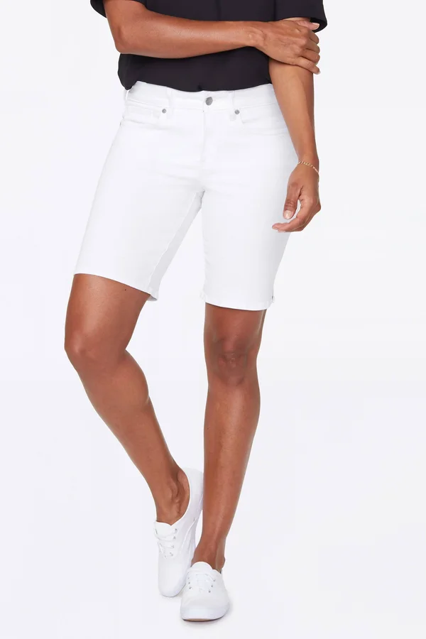 Petite Women's Nydj Ella Side Slit Denim Shorts - 6p - Optic White