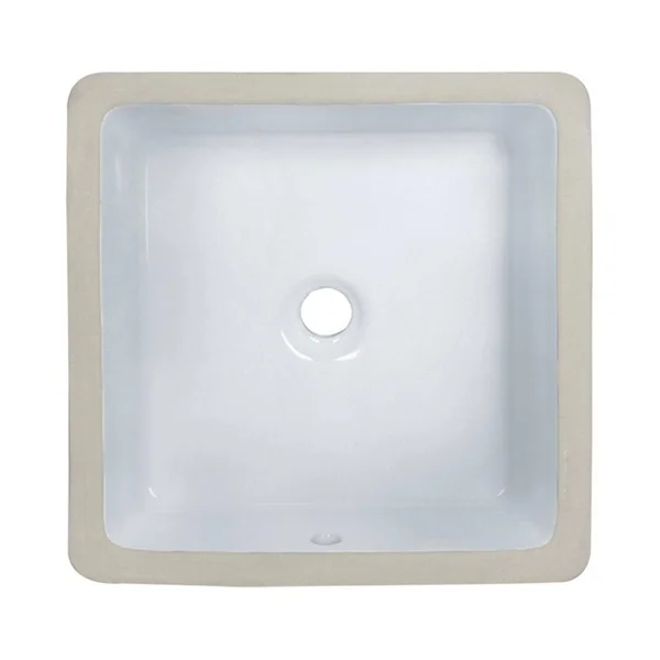 Mr Direct U1414-W-PUD-BN White Undermount Porcelain Bathroom Sink Ensemble - Brushed Nickel