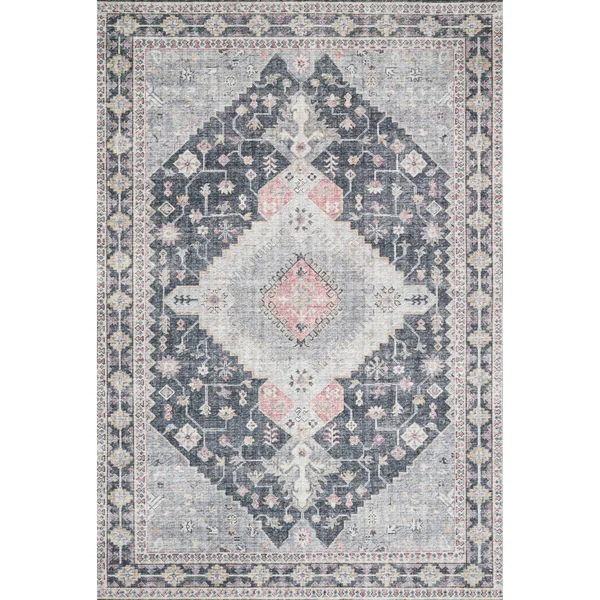 Alexander Home Leanne Traditional Distressed Printed Area Rug, Adult Unisex, Size: 7&6 x 9&6, Red
