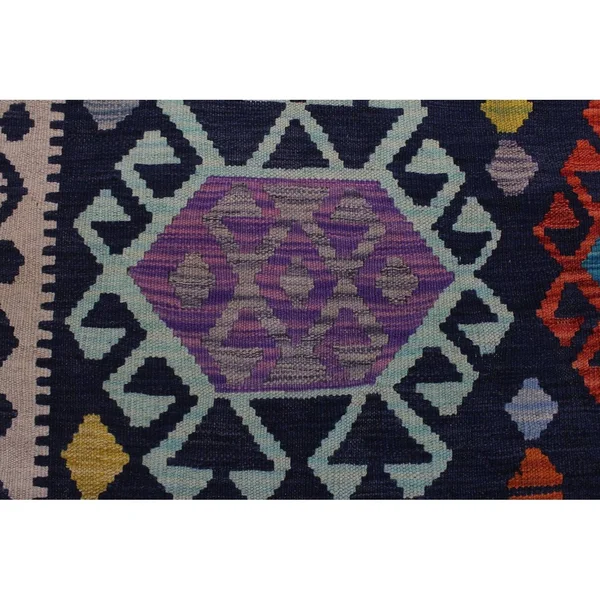 Geometric Kilim Aimee Blue Beige Hand Woven Area Rugs
