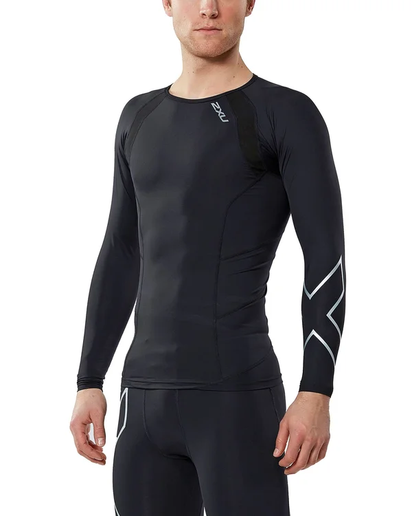 2XU Men's Compression Long Sleeve Top - Black/Silver x