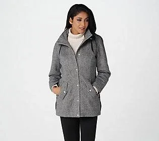 Susan Graver Tweed Jacket with Lacing Detail, Size Small, Grey Tweed