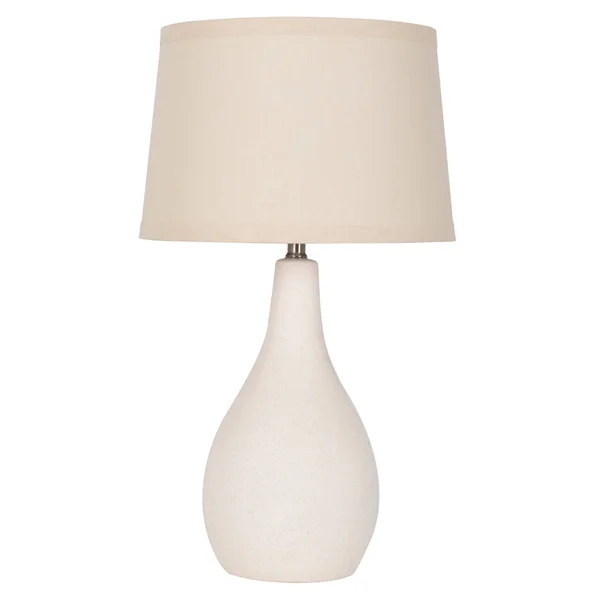 19x22 Tear Drop Textured Ceramic Table Lamp - White with Beige Shade