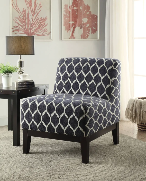 Acme Hinte Accent Chair Dark Blue Chenille