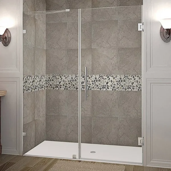 Aston SDR985 Nautis Completely Frameless Hinged Shower DOOR, Chrome, 71-in L x 72-in H