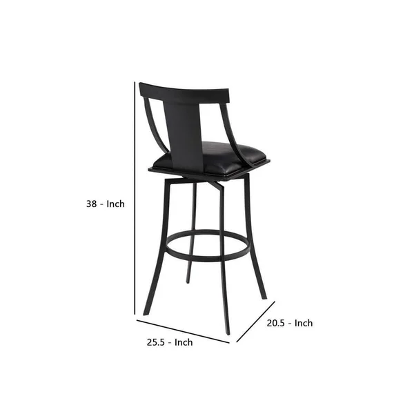 Benjara 26 Inches Leatherette Counter Stool with Fiddle BACK - Black