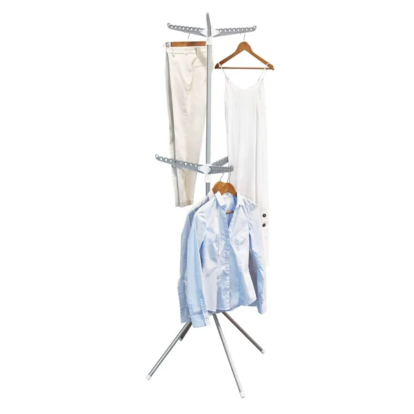 Interdesign Brezio Folding Tripod Two-Tier Laundry Drying Rack Silver/White/Gray
