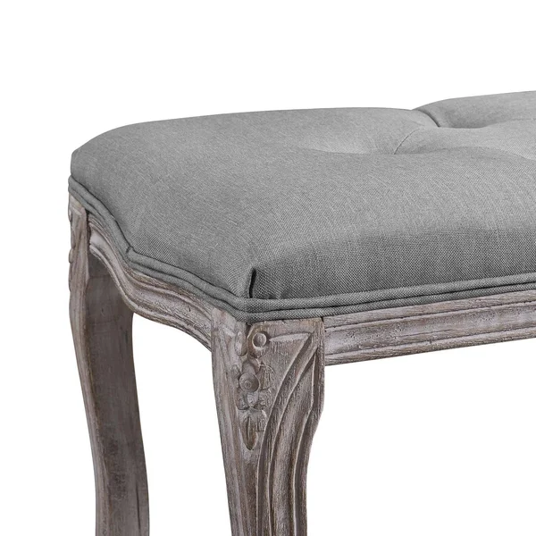 Modway Light Gray Regal Vintage French Upholstered Fabric Bench