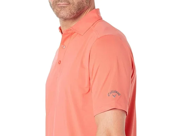 Callaway Men's Cooling Micro Hex Polo Shirt, Dubarry Orange, Size Small, Polyester/Spandex