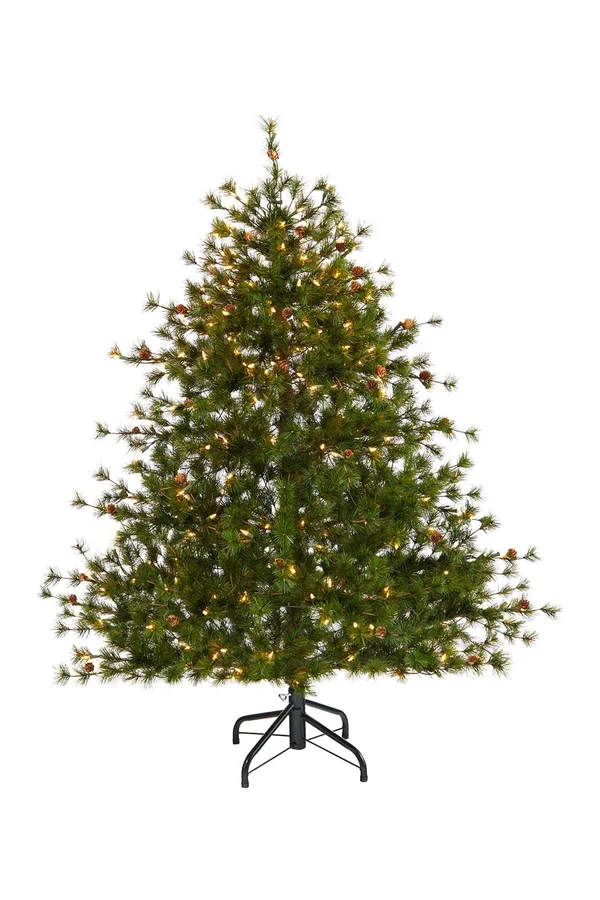 Nearly Natural 5 Foot Colorado Mountain Pine Artificial Christmas Tree with 250 Clear Lights - 669 Bendable Branches, and Pine Co