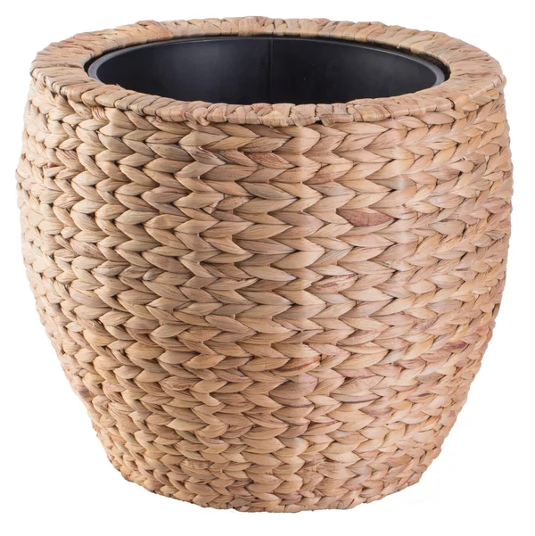 Vintiquewise Water Hyacinth Round Floor Planter with Metal Pot - Set of 2