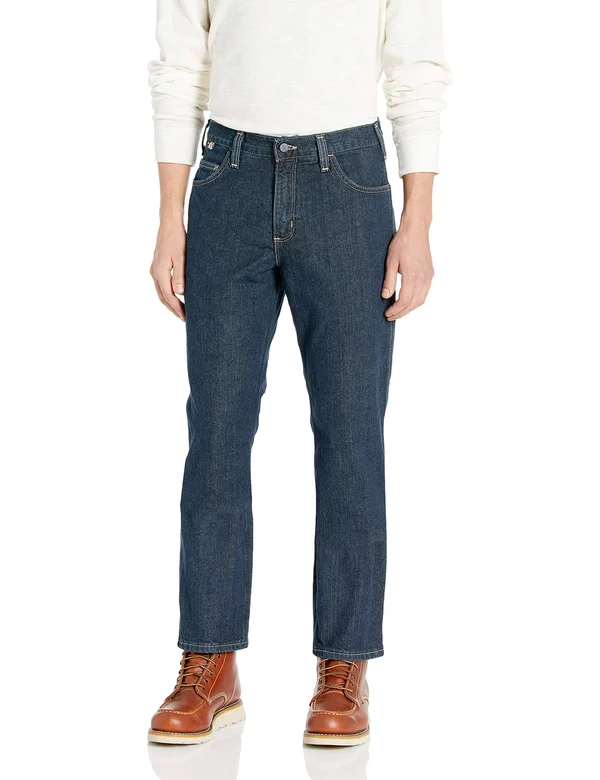 Carhartt Men's Flame-Resistant Rugged Flex Jean Relaxed Fit (48x30 Deep Indigo Wash)