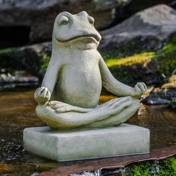 Campania International Mini Zen Frog Cast Stone Garden Statue Lead Antique