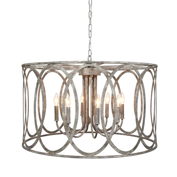 CHATRIE 31x22 Round Gray French Country Large Drum Chandelier FXYYCQG