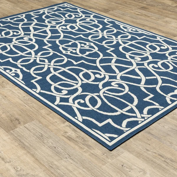 Oriental Weavers Meridian 2205B 5&3x22 x 7&6x22 Navy Area Rug