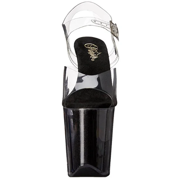 Pleaser - Flamingo-808G 6, Clear/Black Glitter