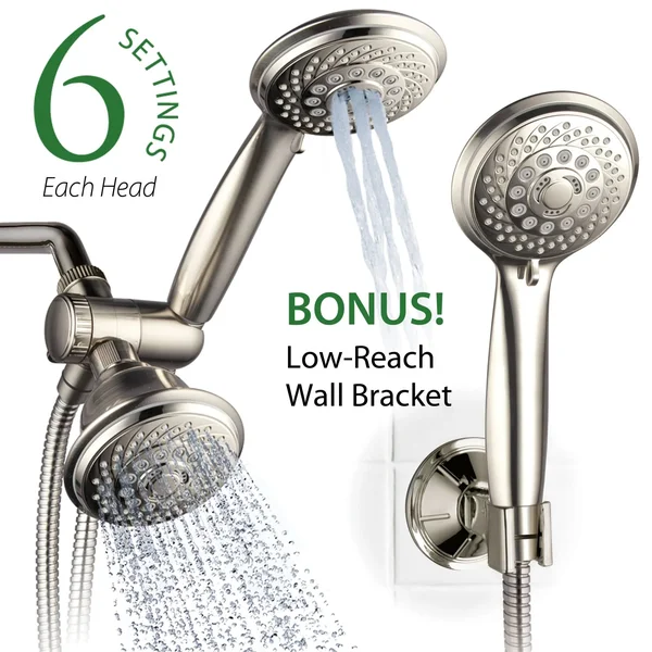 AquaSpa 30-Setting Ultra-Luxury 3 Way ShowerHead/Handheld Shower Combo with Insta-Mount Wall Bracket