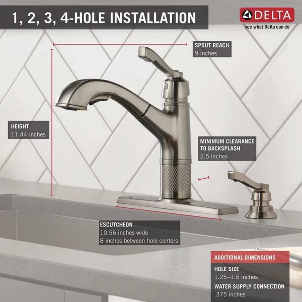 Delta Allentown Single-Handle Pull-Out Sprayer Kitchen Faucet Soap Dispenser