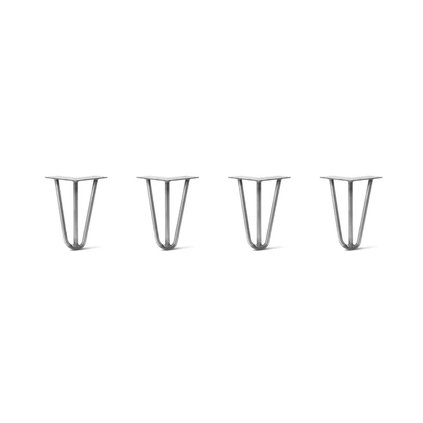 Hairpin Legs Set of 4, 3-Rod Design - Raw Steel, 8x22, Raw Steel, 3/8x22