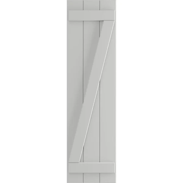 Ekena Millwork TFP102BBF16X063ST 16 1/8x22W x 63x22H True Fit PVC Three Board Joined Board-n-Batten Shutters w/Z-Bar - Hailstorm