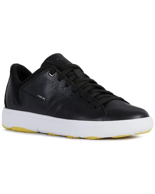 Geox Nebula Leather-Trim Sneaker, 45, Black