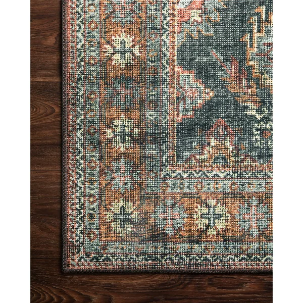 Alexander Home Leanne Traditional Distressed Printed Area Rug - 2& x 5& - Sea/ Rust
