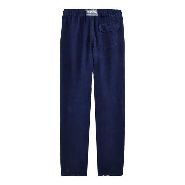 Vilebrequin Men Linen Pants Solid, Style: Pacha - Navy 6XL