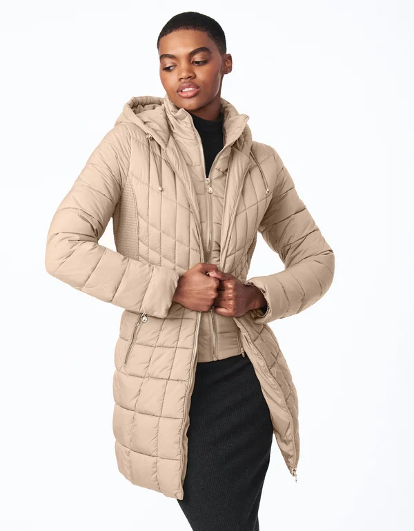 EcoPlume Packable Hooded Walker with Bib Peach Glow - Xs