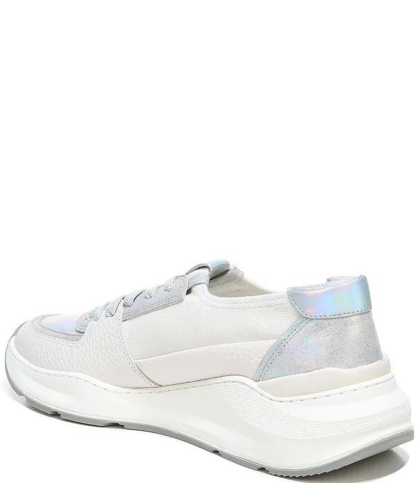 27 Edit Bev Sneaker Shoes, Satin Pearl Leather, 12.0M, Lace-Up Style, Round Toe, Rubber Outsole