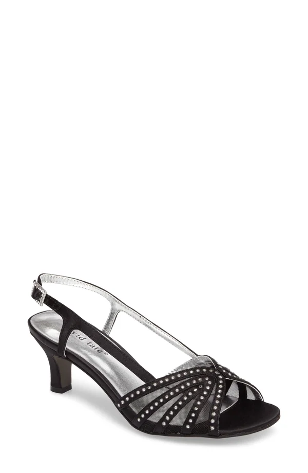 David Tate Women's Sizzle Slingback - Size: 6.5, Black Satin