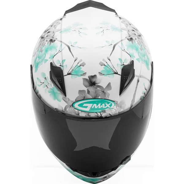 GMAX FF-49 Full-Face Blossom Helmet - Matte White/Teal/Grey - Medium