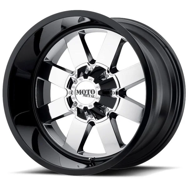 Moto Metal MO962 PVD Center w/ Gloss Black Lip, Silver