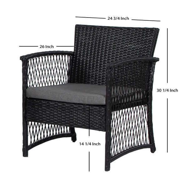 3-Piece Outdoor Patio Seating Conversation Set - Black - Beige