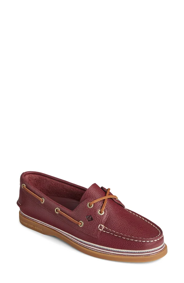 Women's Sperry Top-Sider Authentic Original Tumbled Leather Boat Shoe - Size: 8.5, Brown