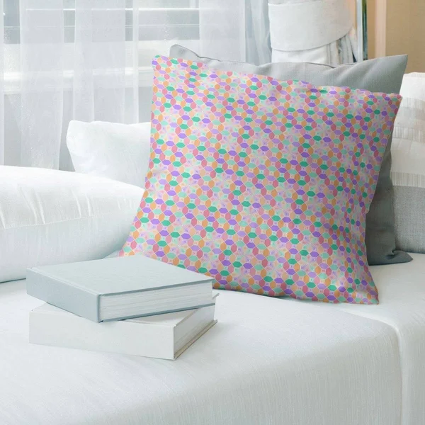 Porch & den Charlois Stained Glass Pattern Throw Pillow - 18 x 18 - Purple & Orange - Polyester