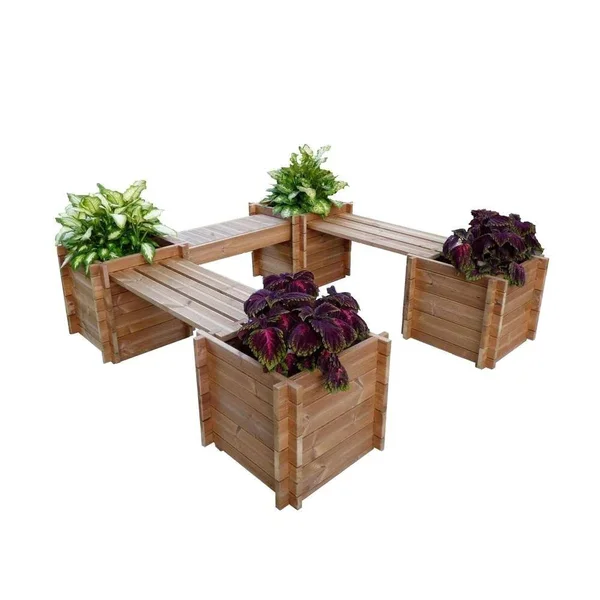 TherMod Garden Court 76 in. x 20 in. Wood Planter, Dark Cherry Tone
