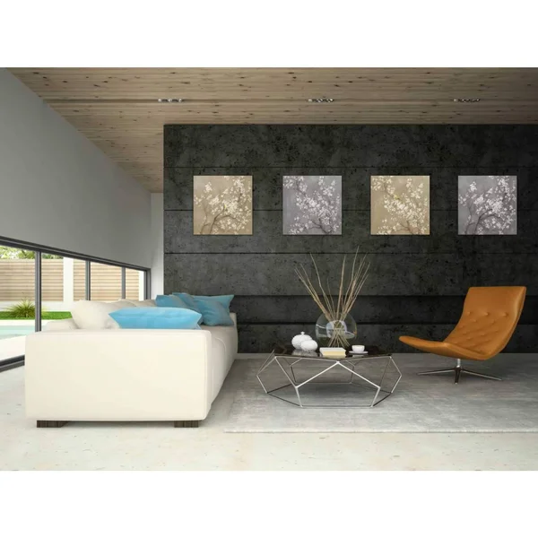 Epic Graffiti &White Cherry Blossom II Neutral& by Danhui Nai - Canvas Wall Art, 18x22x18x22